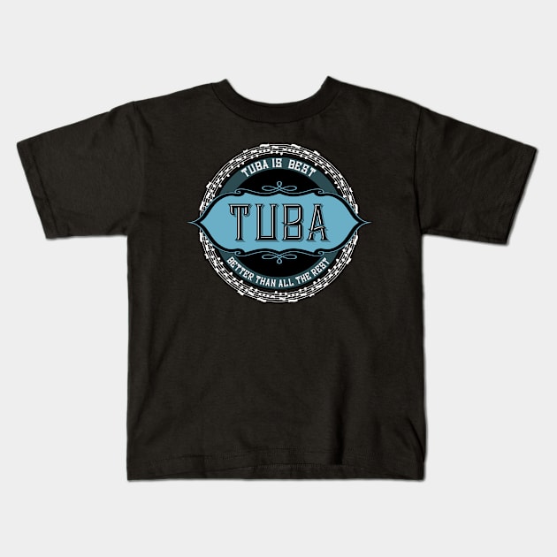 Tuba Is Best White Music Notes Circle Kids T-Shirt by Barthol Graphics